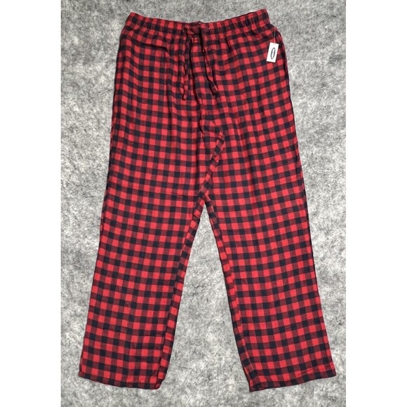 Old Navy Other - Old Navy Pajama Pants Men's L Fleece Red and Black Buffalo Check Plaid Comfy NWT